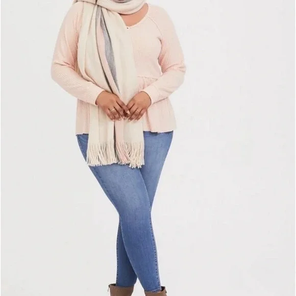 Torrid Pink Brushed Waffle Knit Henley Babydoll Tunic Shirt Plus Size 0 0X 12 - Picture 2 of 12